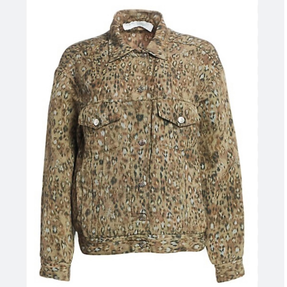 IRO Empathy Leopard Linen Blend Button Up Jacket
